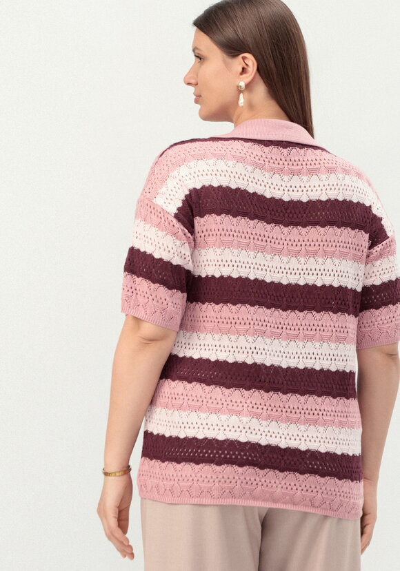 Джемпер-поло ажурный в полоску шир.  580, рис. 19