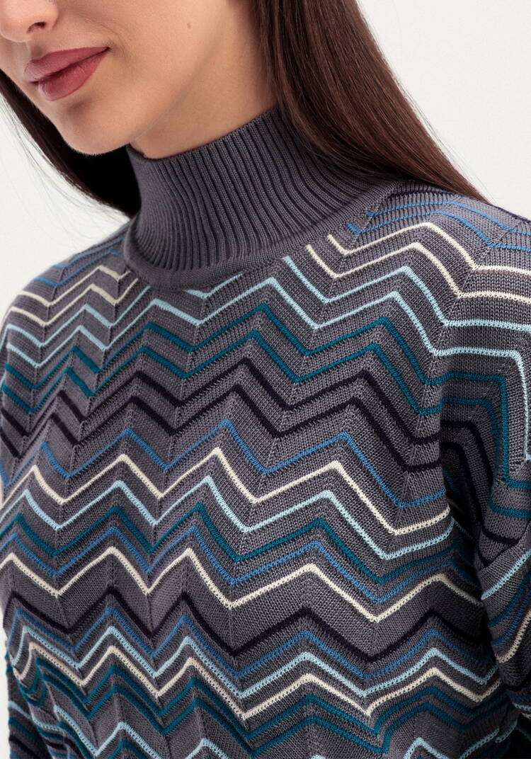 Свитер с высоким горлом и принтом зигзаг шир.  750, рис. 27