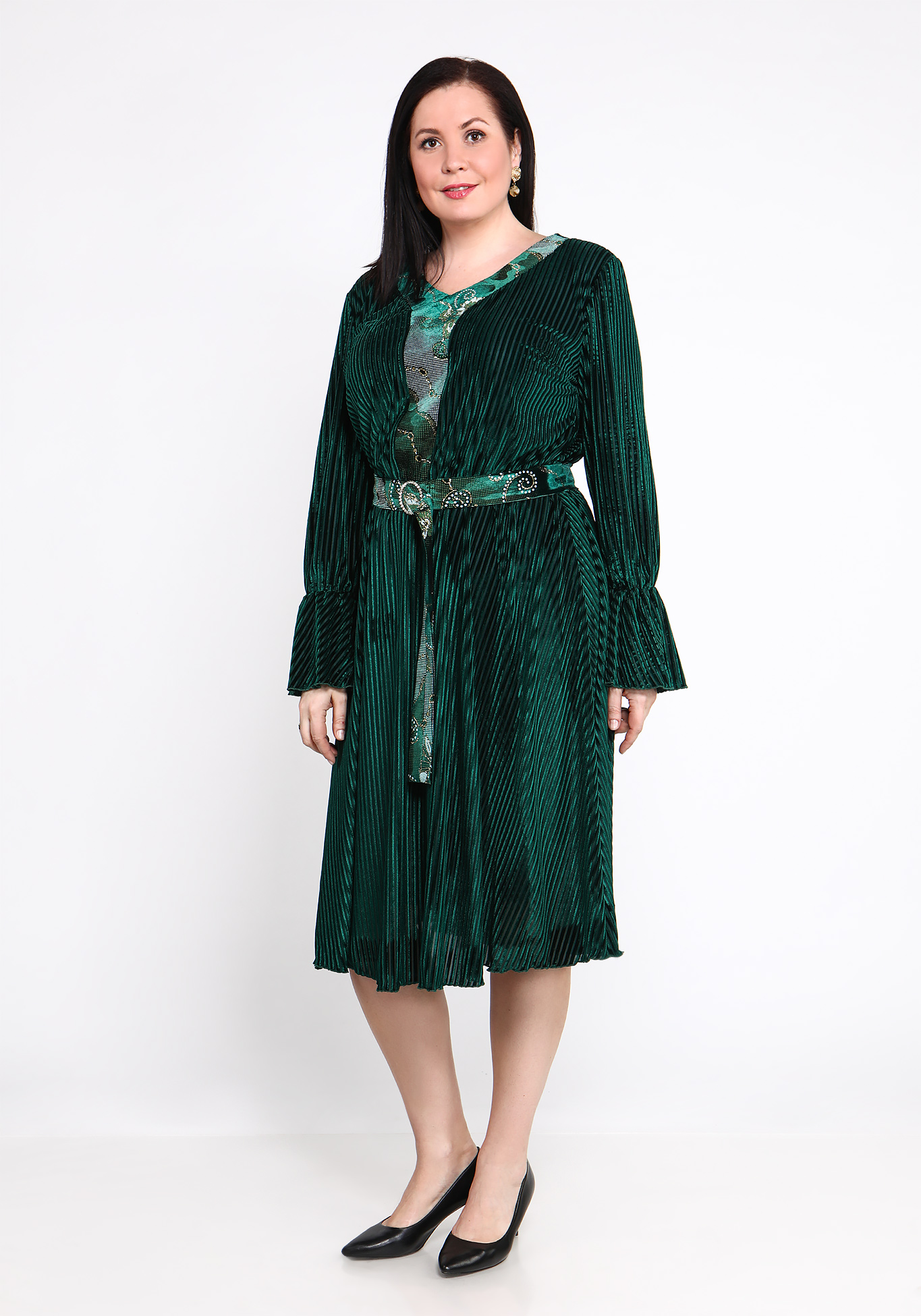 Платье "Зимние грезы" Lomara, размер 50, цвет зелёный - фото 3