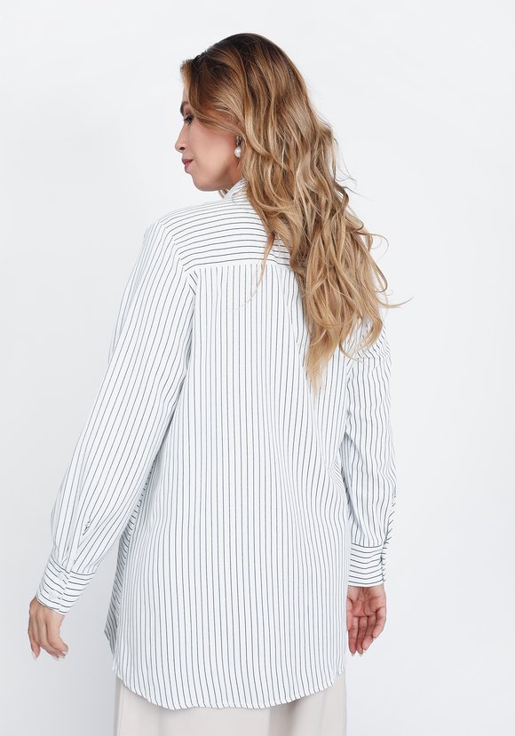 Блуза в полоску с завязкой на талии шир.  580, рис. 4