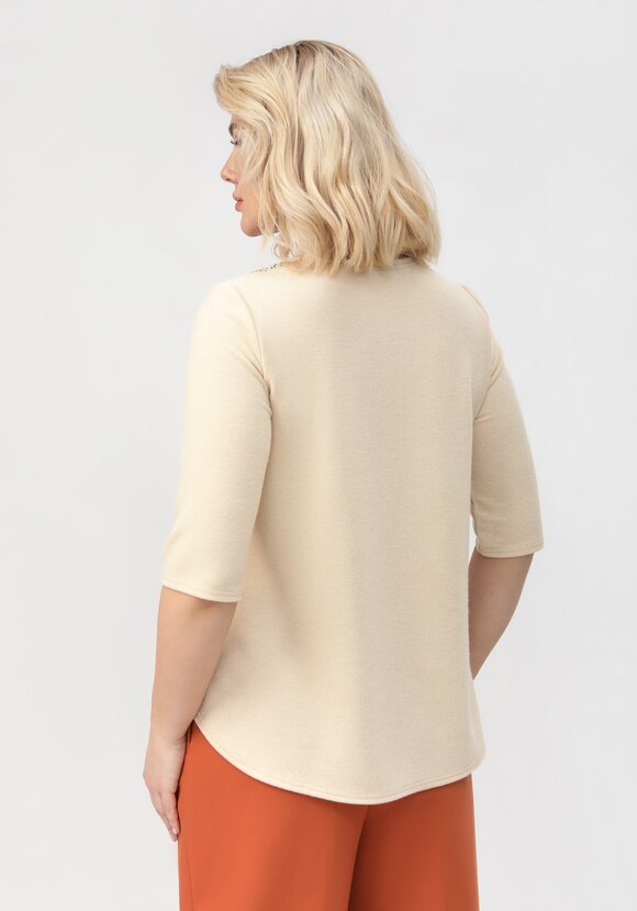 Блуза с декором из страз по горловине шир.  580, рис. 10