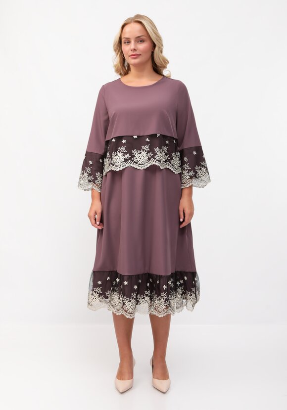 Платье с отделкой кружевом шир.  580, рис. 10