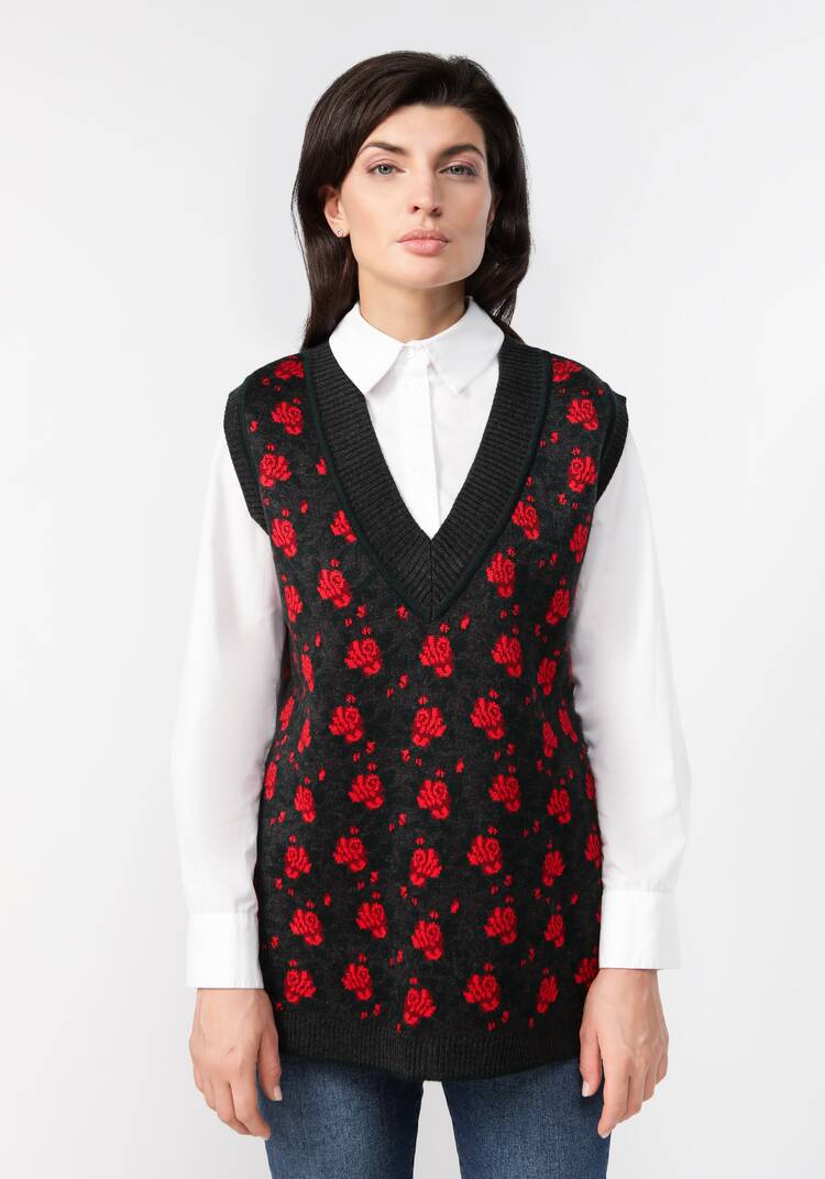 Жилет женский с цветочным рисунком шир.  750, рис. 36