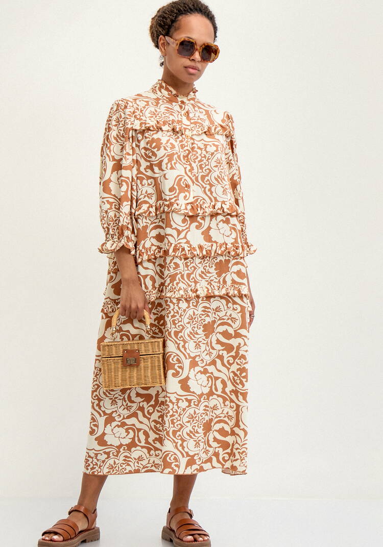 Платье с ярусами и обьёмным рукавом шир.  750, рис. 8