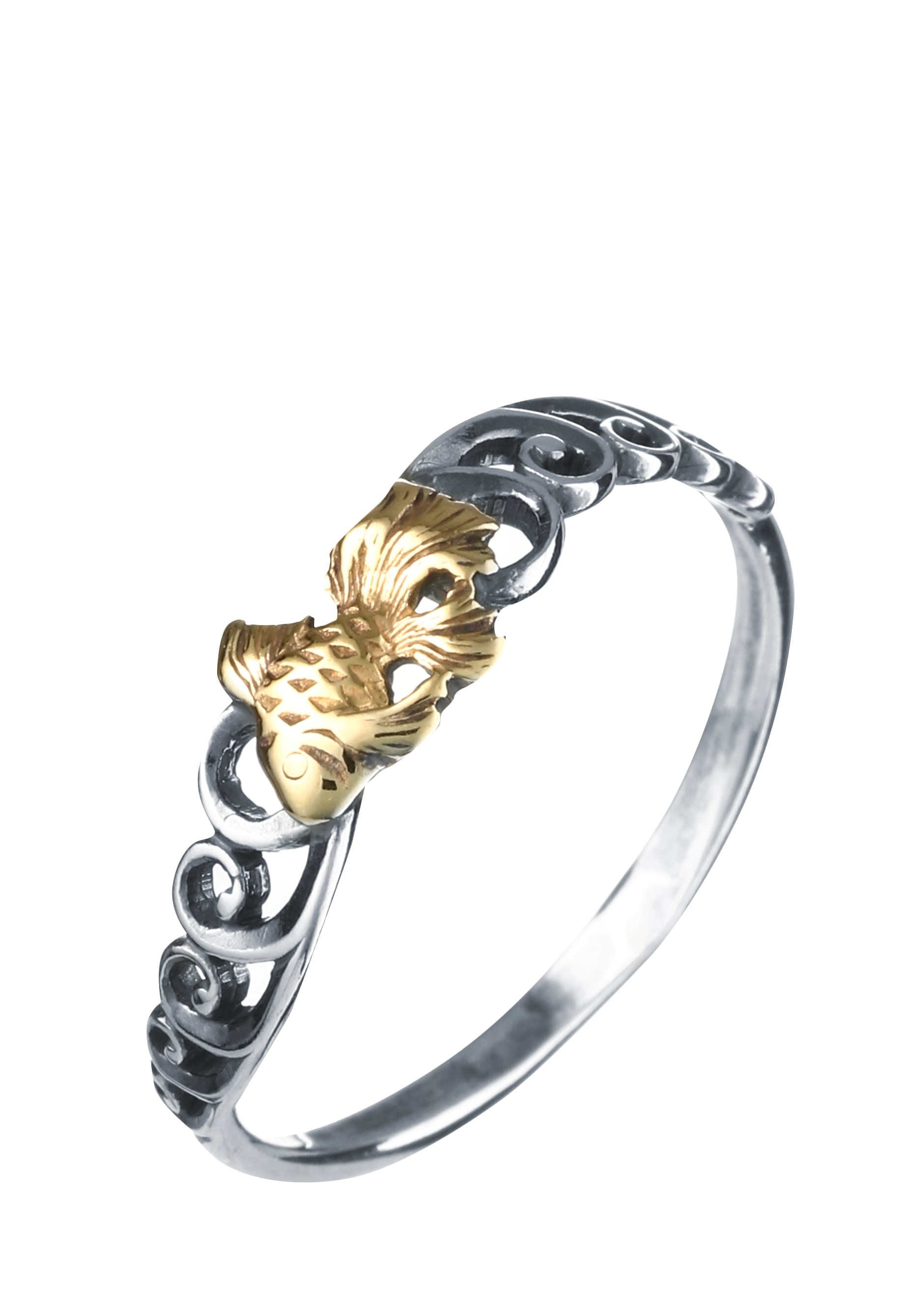 Кольцо серебряное "Золотая рыбка" Красная пресня, размер 18, цвет серый - фото 1