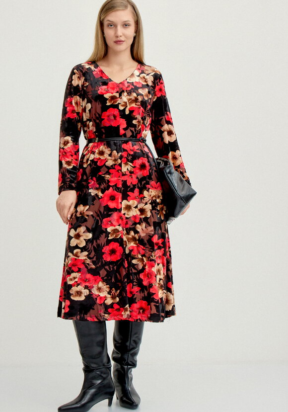 Платье бархатное с цветочным принтом шир.  580, рис. 8