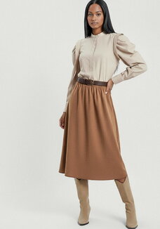 Юбка А-силуэта из эко-замши, на резинке