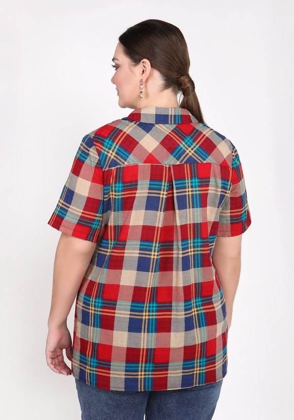 Блуза Стильная клетка шир.  580, рис. 10