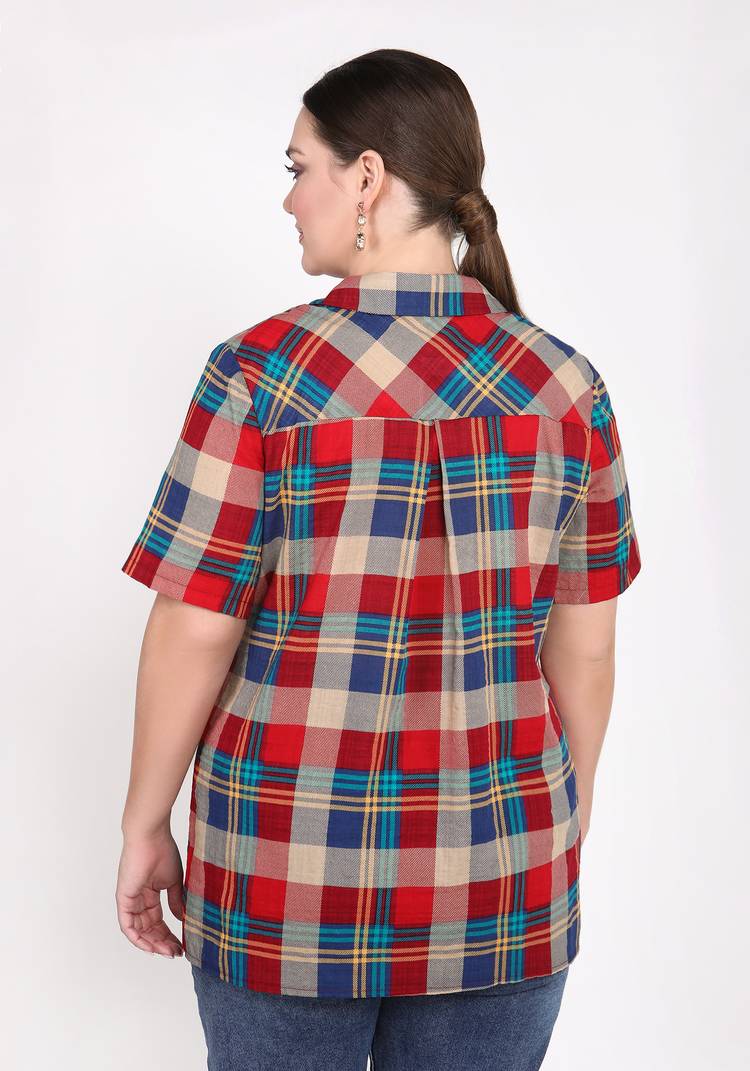 Блуза Стильная клетка шир.  750, рис. 10