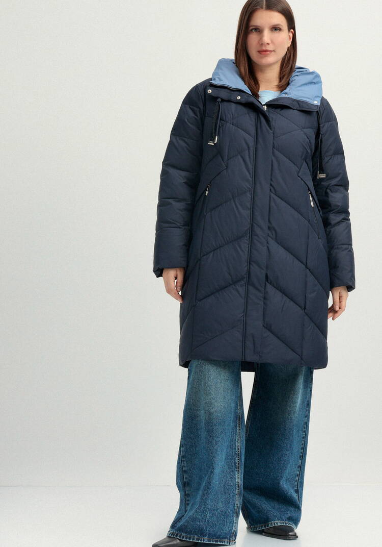 Пуховик с капюшоном и фактурной стежкой шир.  750, рис. 14