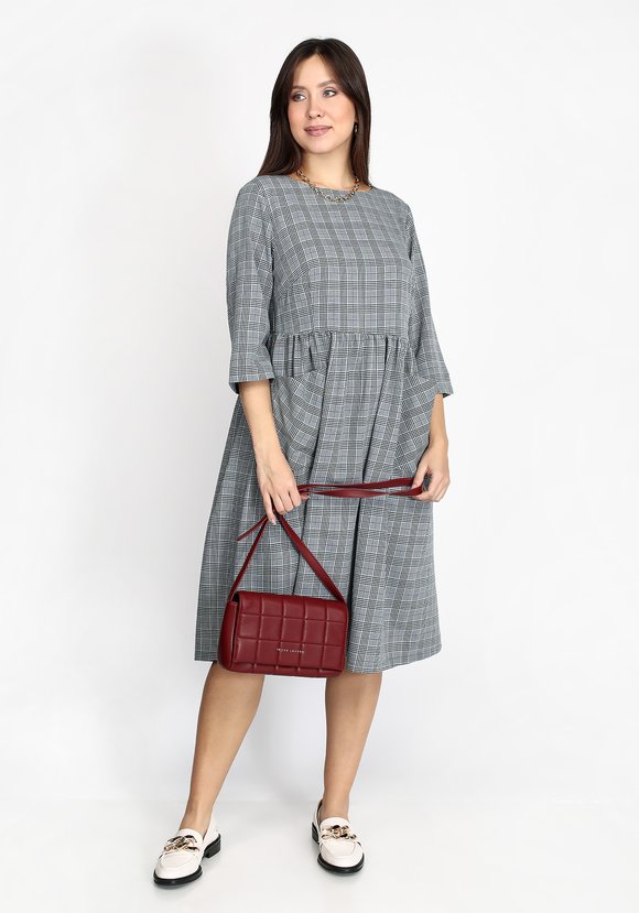 Платье в мелкую клетку с резинкой на талии шир.  580, рис. 1