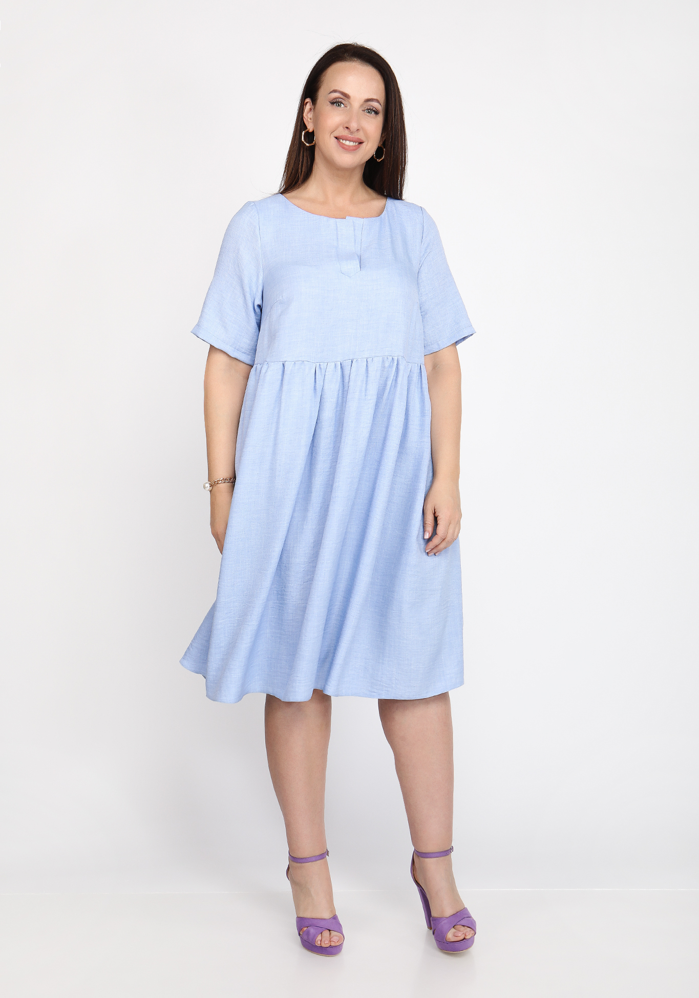 Платье-сарафан однотонный Alex Voice Collection, размер 50, цвет голубой - фото 2