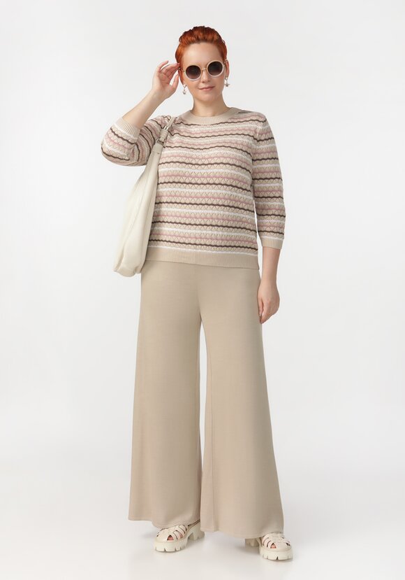 Брюки однотонные высокой посадки шир.  580, рис. 7