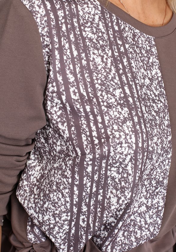 Платье комбинированное с принтом на груди шир.  580, рис. 7