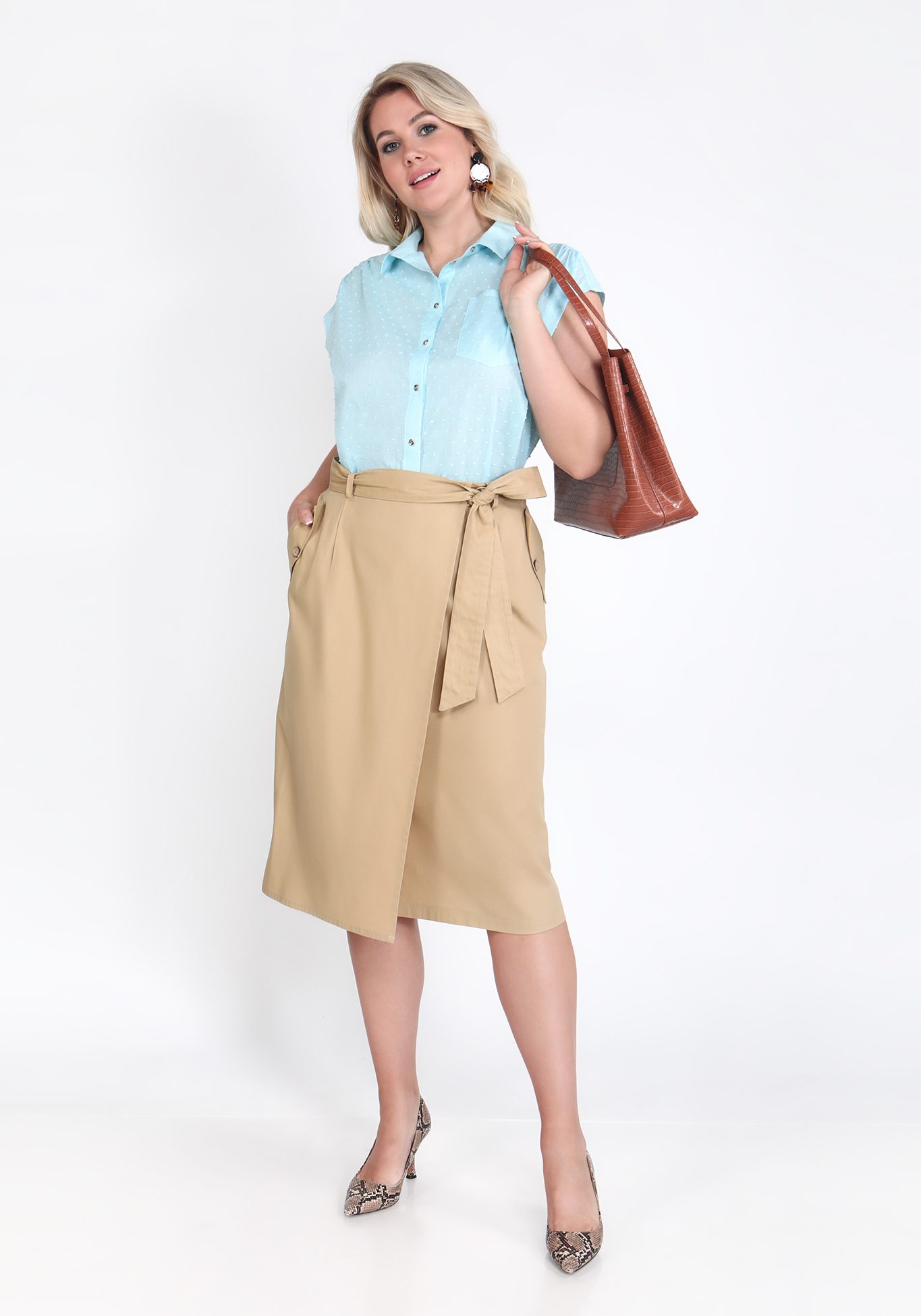 Блуза с цельнокроеным рукавом Julia Weber, размер 48, цвет бежевый - фото 6