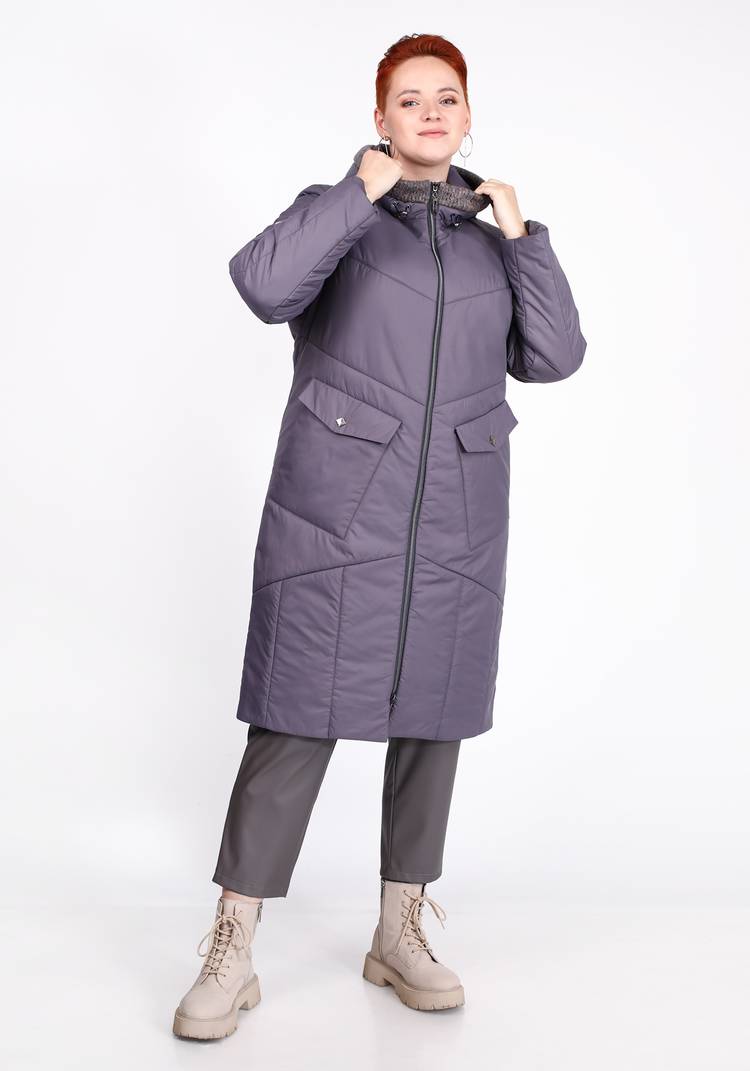 Пальто на синтепоне однотонное с капюшоном шир.  750, рис. 5