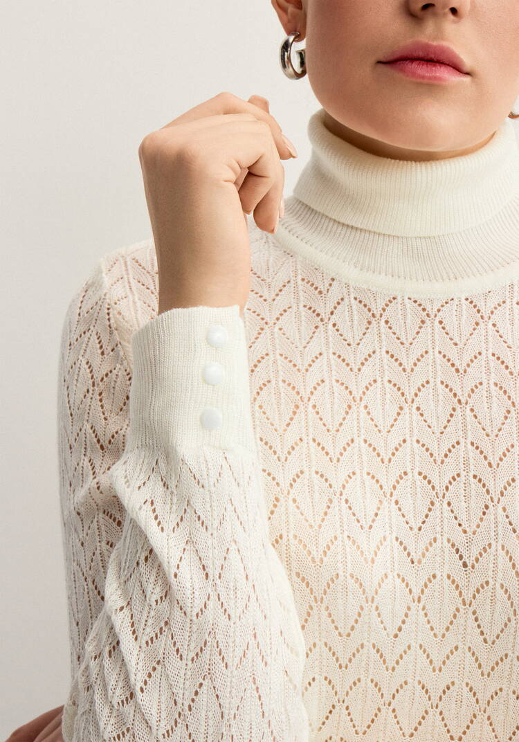 Свитер ажурный шир.  750, рис. 5