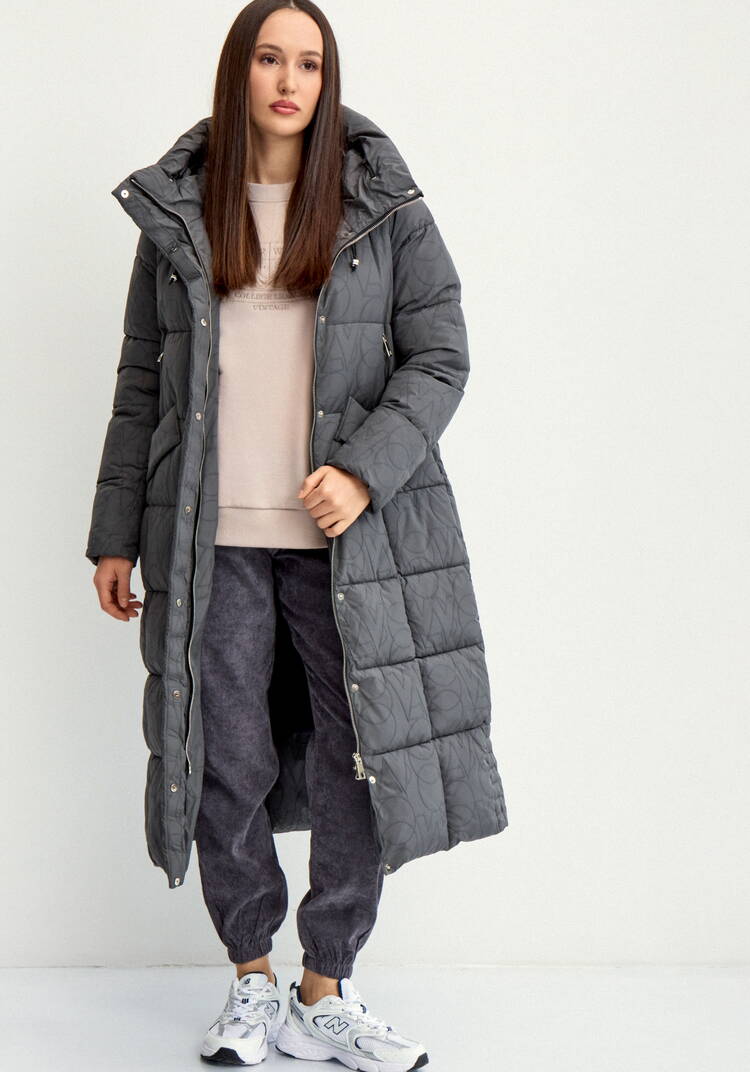 Удлиненный пуховик с капюшоном шир.  750, рис. 16