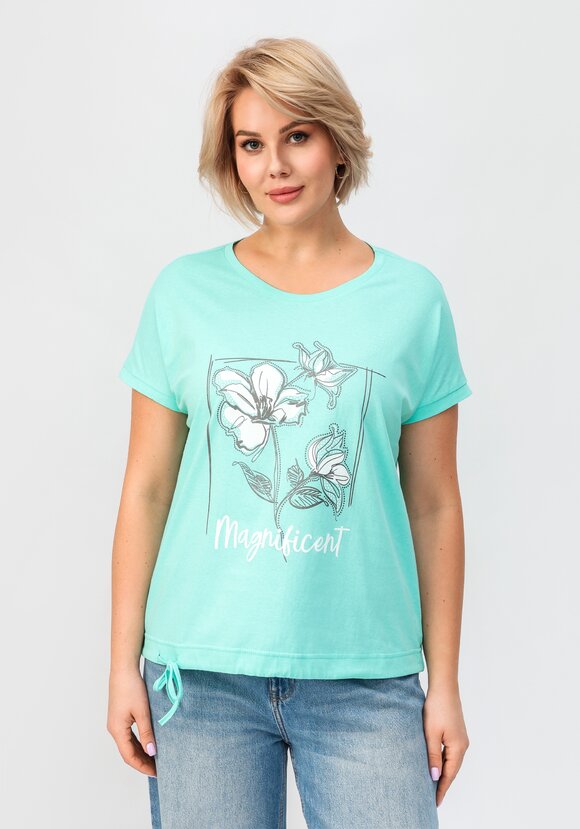 Блуза с цветочным принтом и кулиской по низу шир.  580, рис. 21