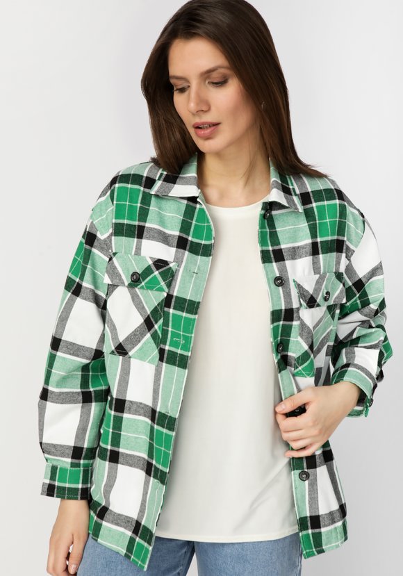 Рубашка женская в клетку  Беатриса шир.  580, рис. 8