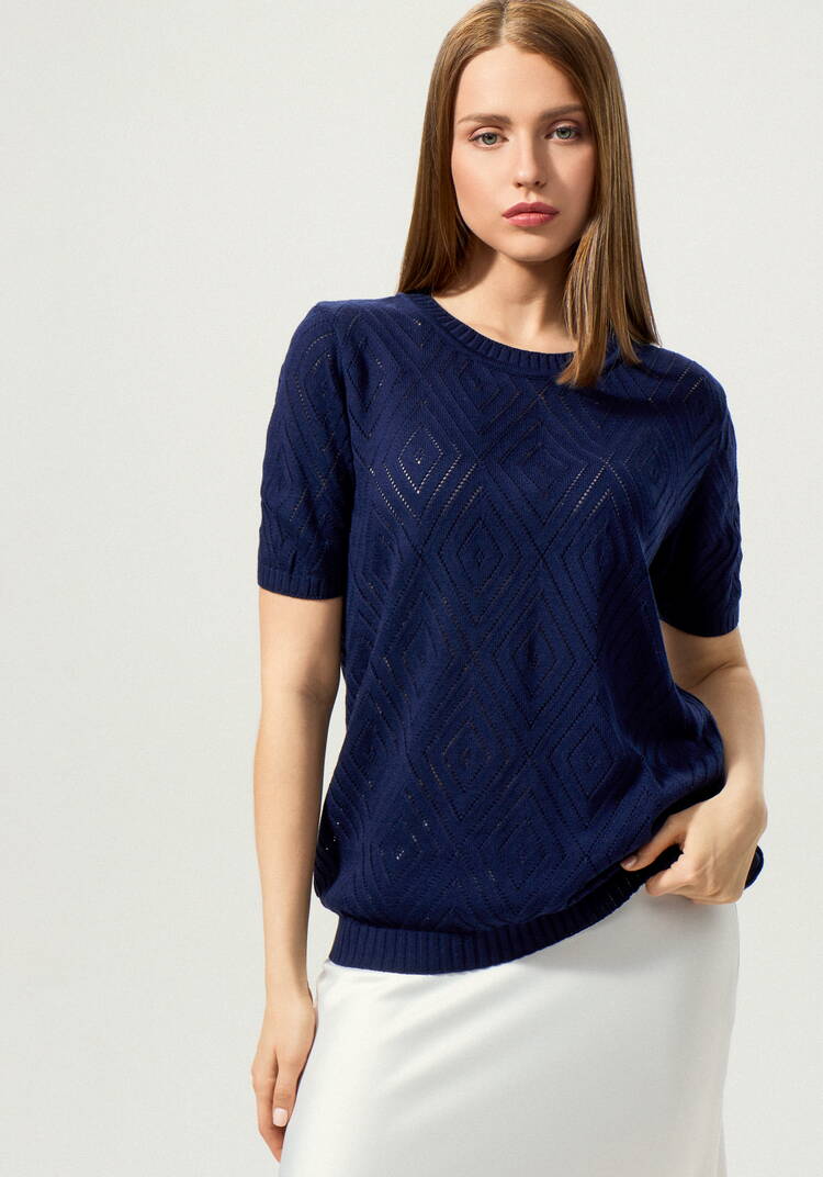 Джемпер с коротким рукавом ажурный шир.  750, рис. 28