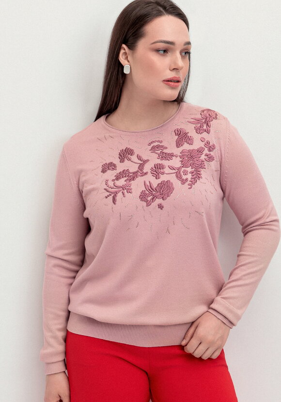 Джемпер с цветочной вышивкой и стразами шир.  580, рис. 22