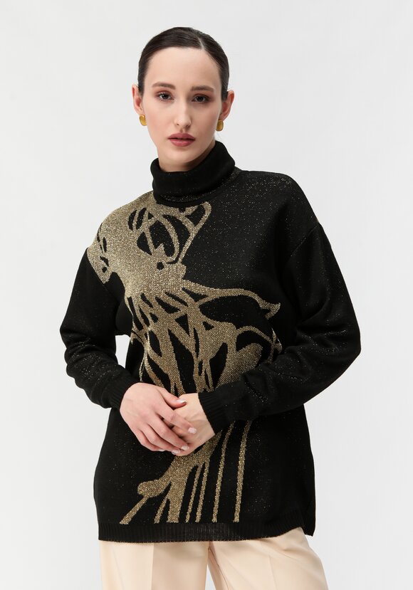 Туника женская с абстракцией и высоким горлом шир.  580, рис. 28