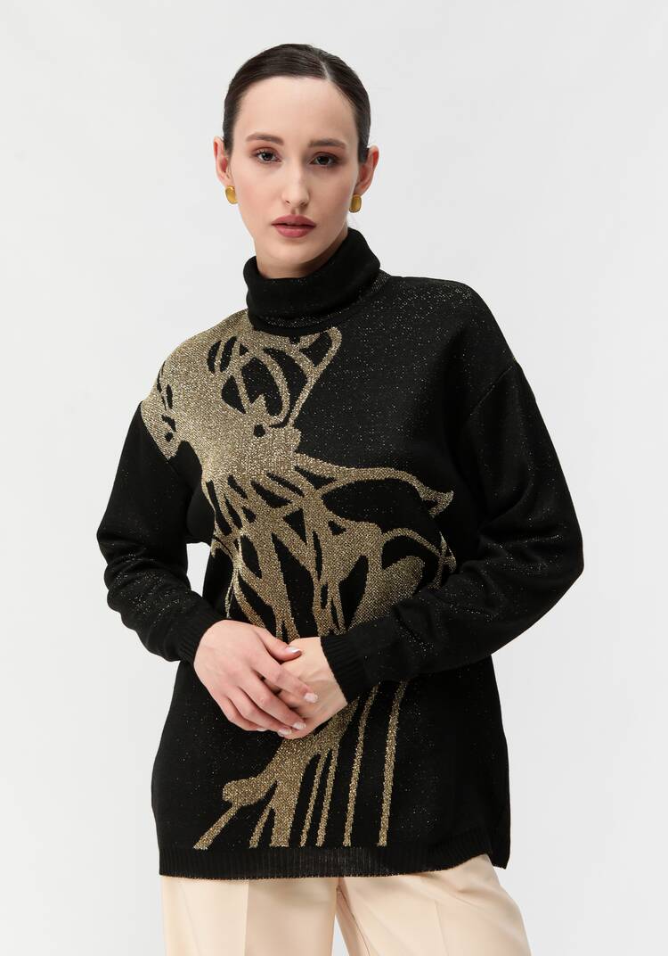 Туника женская с абстракцией и высоким горлом шир.  750, рис. 28