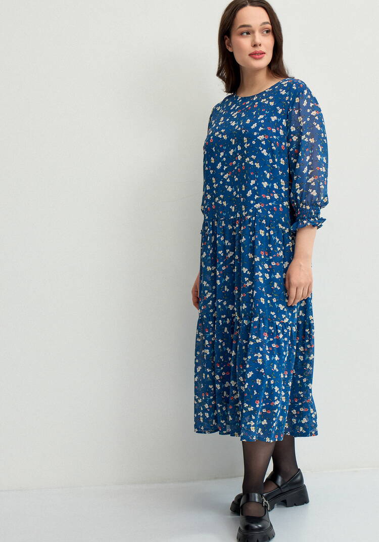 Платье миди из шифона с принтом шир.  750, рис. 37