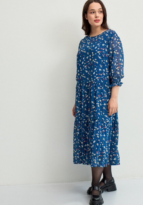 Платье миди из шифона с принтом шир.  580, рис. 37