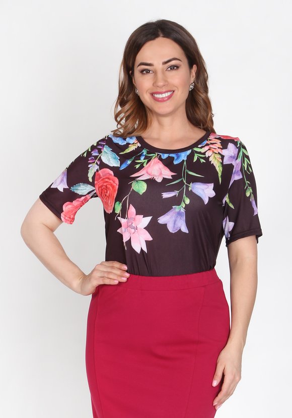 Блуза Цветочная серенада шир.  580, рис. 17