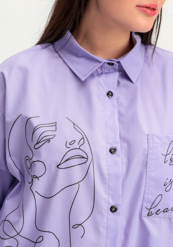 Рубашка с принтом на передней полочке шир.  580, рис. 19