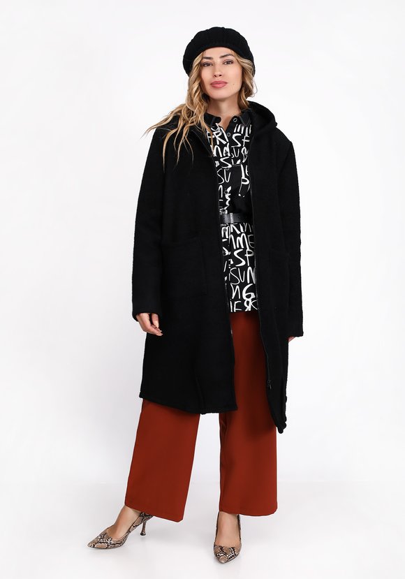 Пальто расклешенного кроя с капюшоном шир.  580, рис. 11