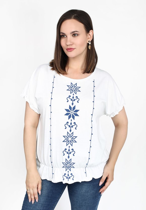 Блуза с принтом по груди шир.  580, рис. 1