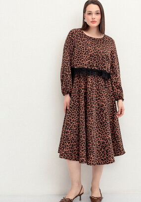 Платье из струящейся ткани с принтом леопард