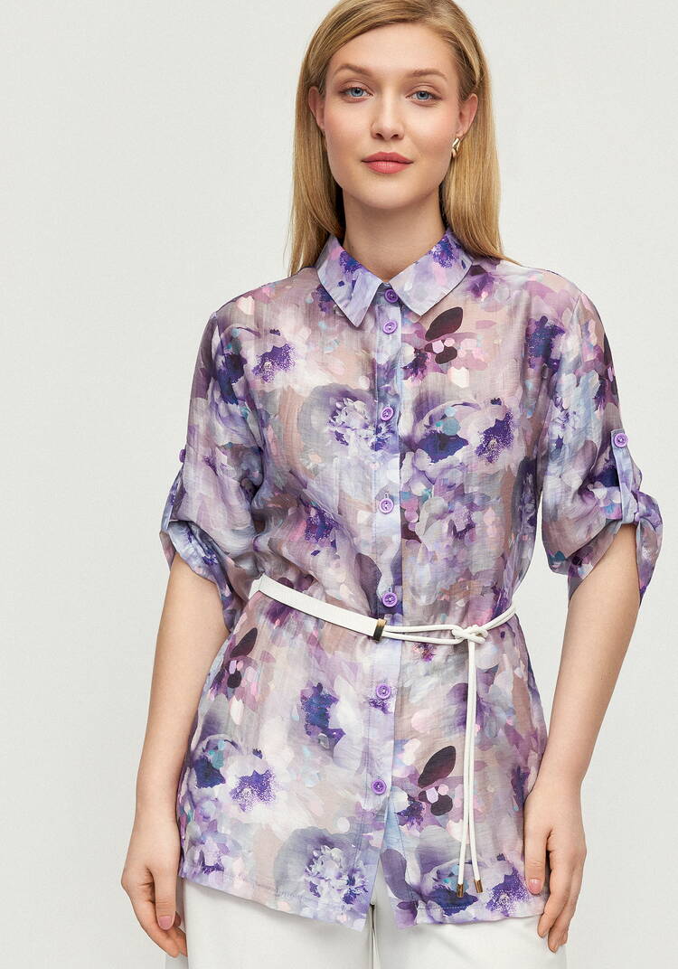 Блуза изо льна Цветочная соната шир.  750, рис. 1