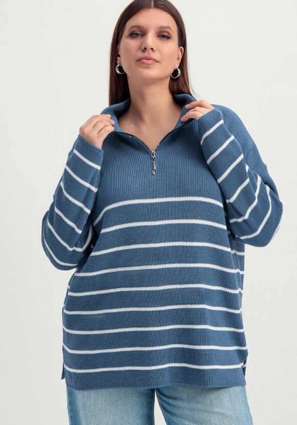 Джемпер в полоску с воротником-поло на молнии шир.  580, рис. 15
