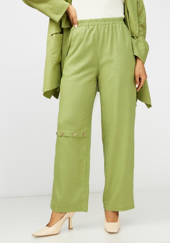 Брюки с декоративной складкой впереди шир.  580, рис. 7