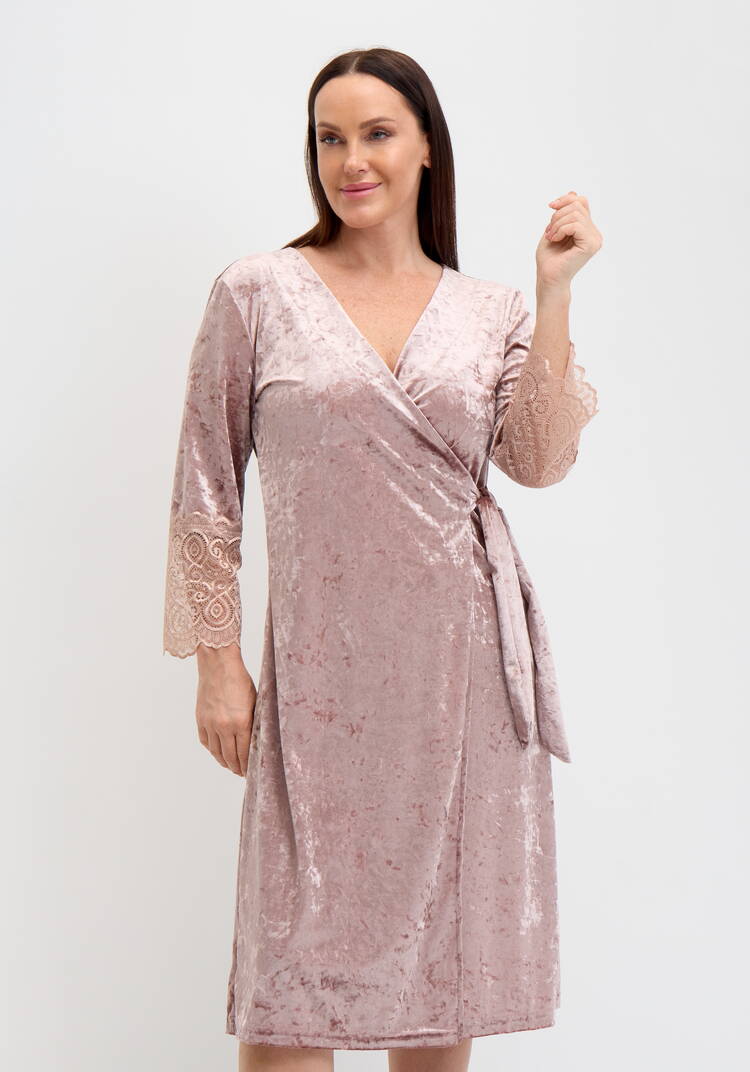 Халат велюровый на запах с кружевом шир.  750, рис. 9