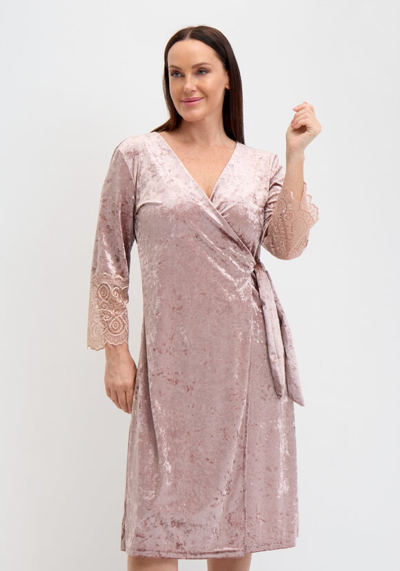 Халат велюровый на запах с кружевом шир.  580, рис. 9