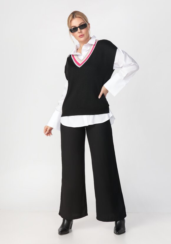 Жилет женский с яркими полосами по V вырезу шир.  580, рис. 2