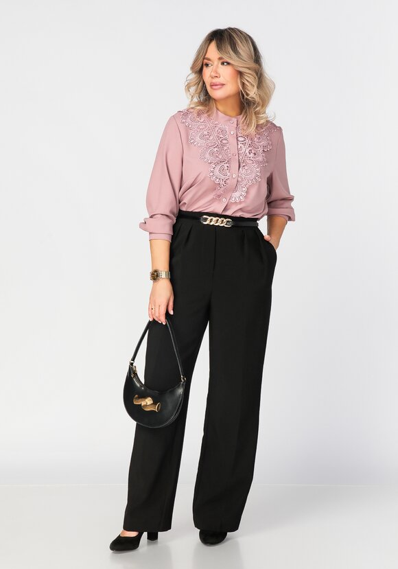 Блуза на пуговицах с ажурным кружевом шир.  580, рис. 10