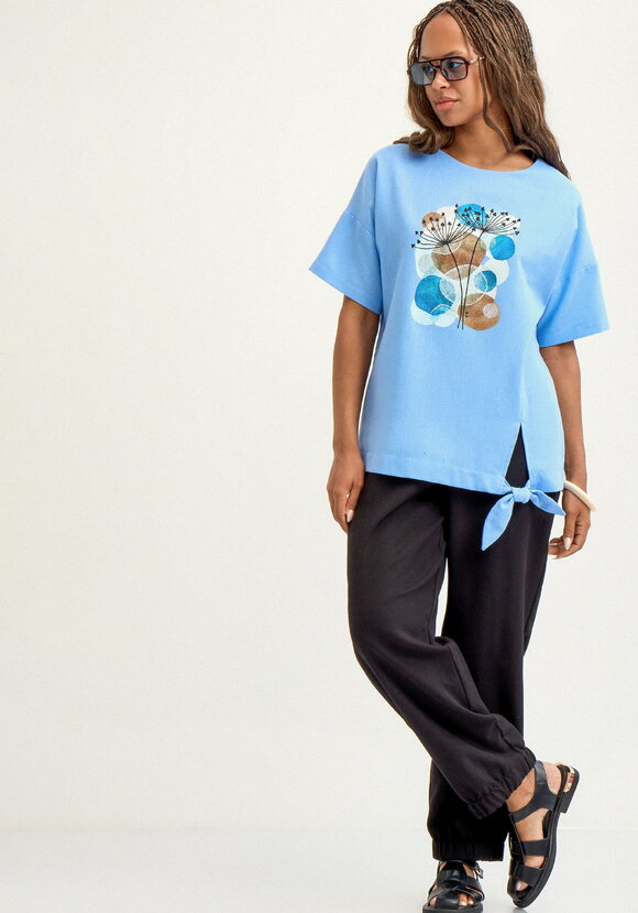 Блуза с принтом изо льна шир.  580, рис. 2