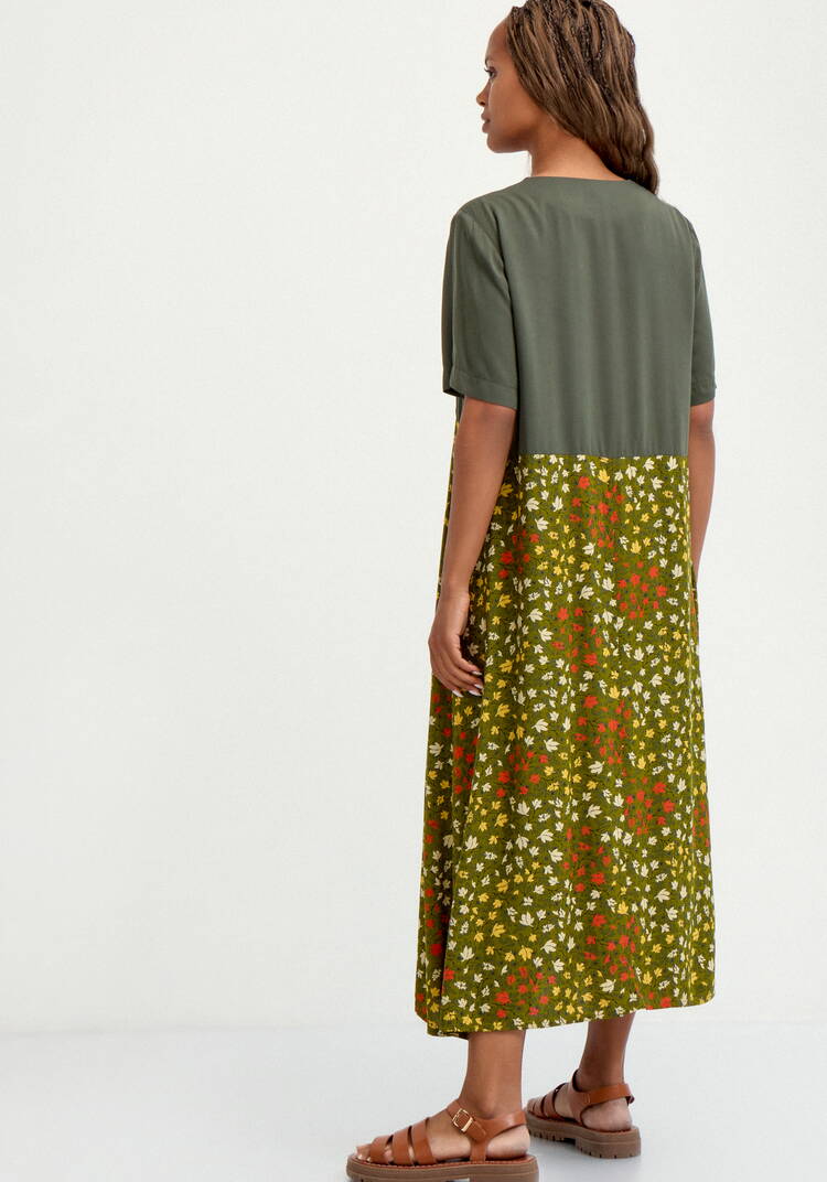 Платье  из комбинированной ткани с принтом шир.  750, рис. 3