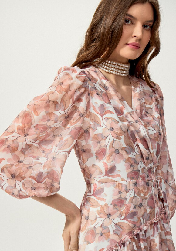 Платье на запах с флористическим принтом шир.  580, рис. 12