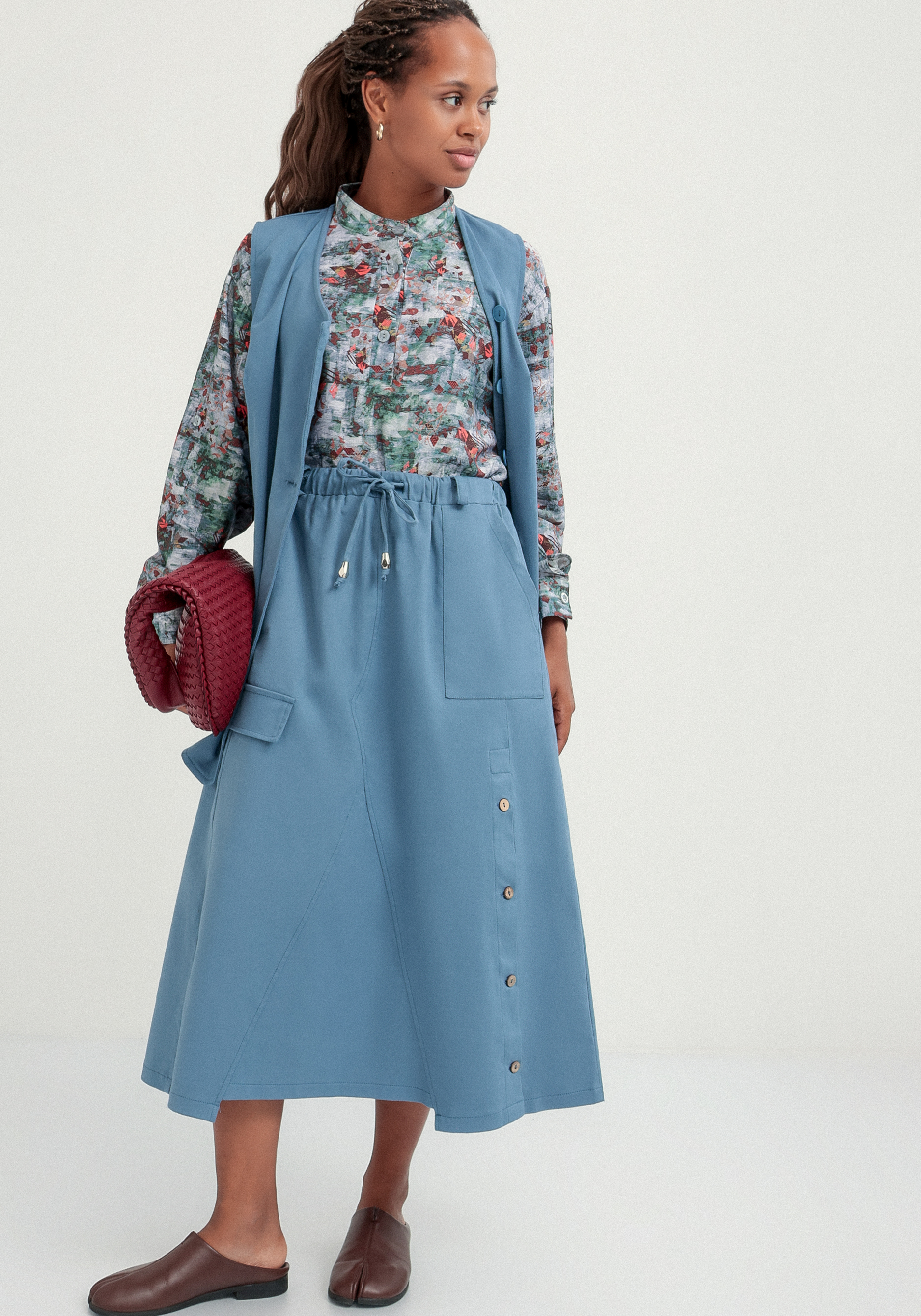 

Юбка асимметричная на кулиске, Голубой