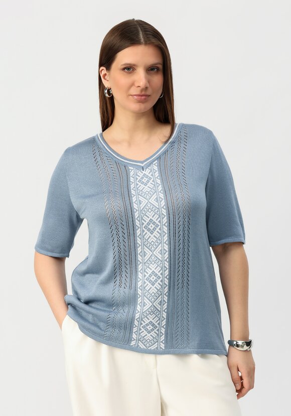 Пуловер с узором на передней полочке шир.  580, рис. 15