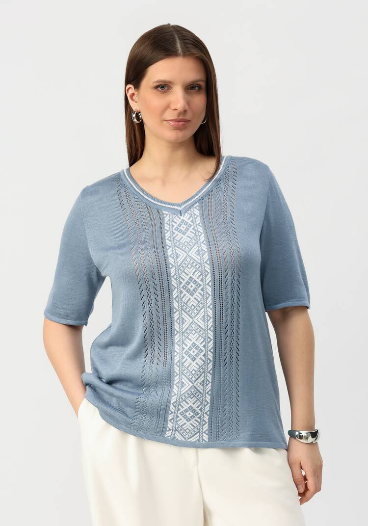 Пуловер с узором на передней полочке шир.  750, рис. 15