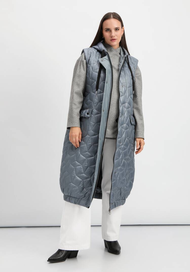 Жилет оверсайз удлинённый с капюшоном шир.  750, рис. 11