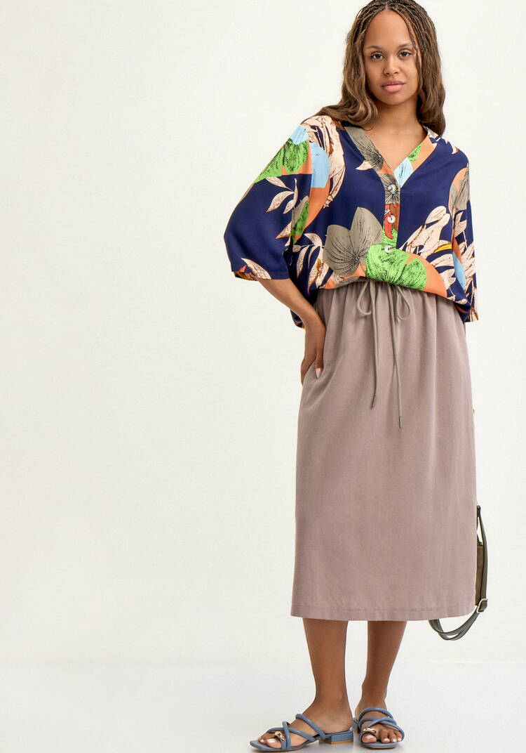 Блуза из штапеля с тропическим принтом шир.  750, рис. 7